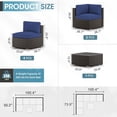 thumbnail image 4 of SOLAURA 7-Piece Outdoor Patio Furniture Set Wicker Rattan Sectional Sofa Patio Conversation Sets, Dark Blue, 4 of 8