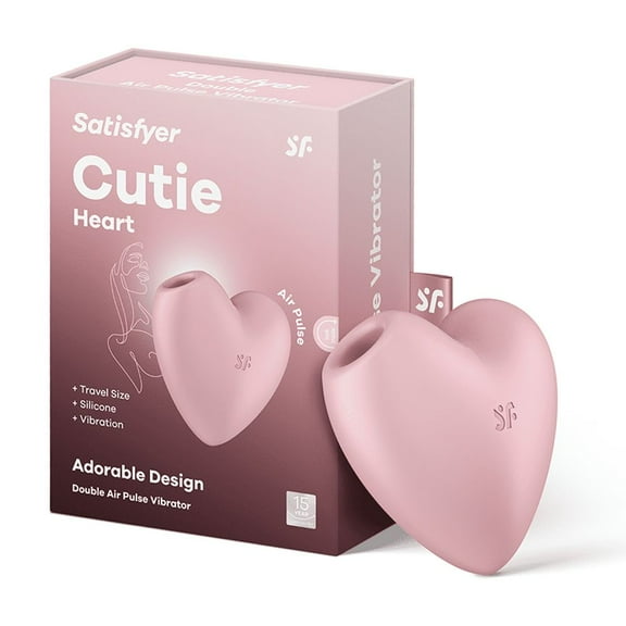 Satisfyer Cutie Heart Air-Pulse Vibrator with Clitoral Stimulation - Clitoris Sucking Dildo   Vibration - Adult Sex Toy, Female Pleasure Device, Waterproof, Rechargeable (Pink)