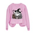 thumbnail image 5 of LYEAA Halloween Womens Sweatshirt Long Sleeve Crew Neck Regular Ribbed Cuff Casual Wear Ghost Holiday Clothes Pink S, 5 of 5