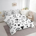 thumbnail image 3 of Manfei Stars Loves Print 7 Pieces Bedding Comforter Set,Graffiti Artwork Full Bedding Set,White Black Fitted Sheet Flat Sheet For Girls Kids,Ultra Soft Home Decor Reversible, 3 of 8