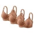 thumbnail image 2 of Fatuov Women's Wirefree Bras Plus Size Full Coverage Everyday Comfort Bras for Casual Push Up Seamless Breathable T-Shirt Bras, 3-Pack, Khaki, 48B, 2 of 5