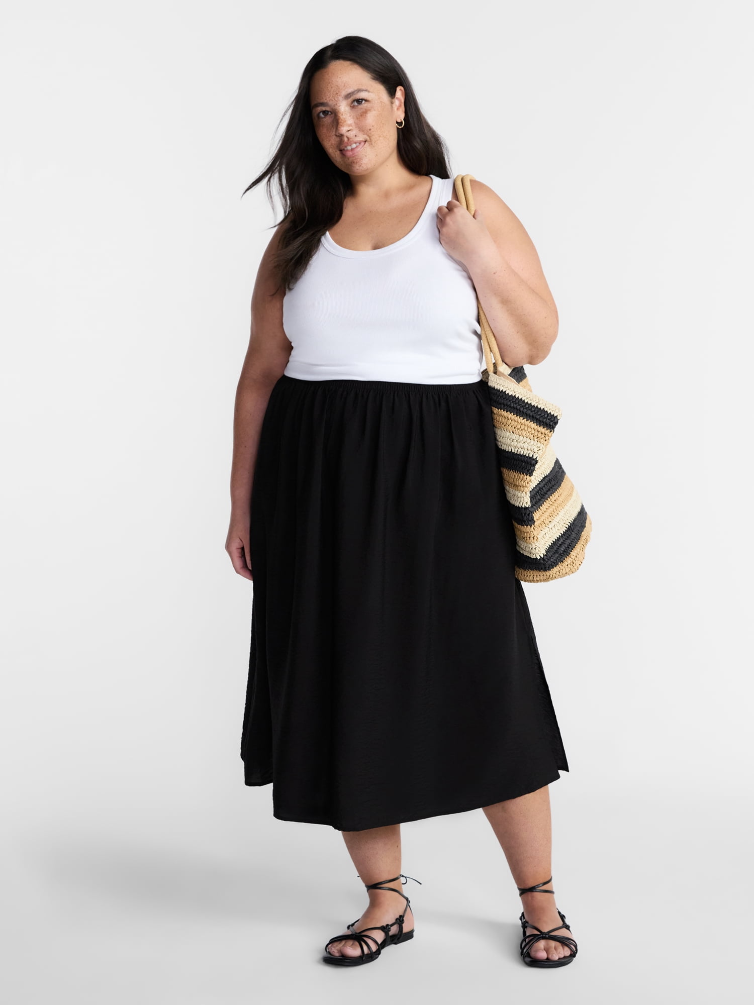 Terra & Sky Women’s Plus A Line Midi Skirt, Sizes 0X-5X