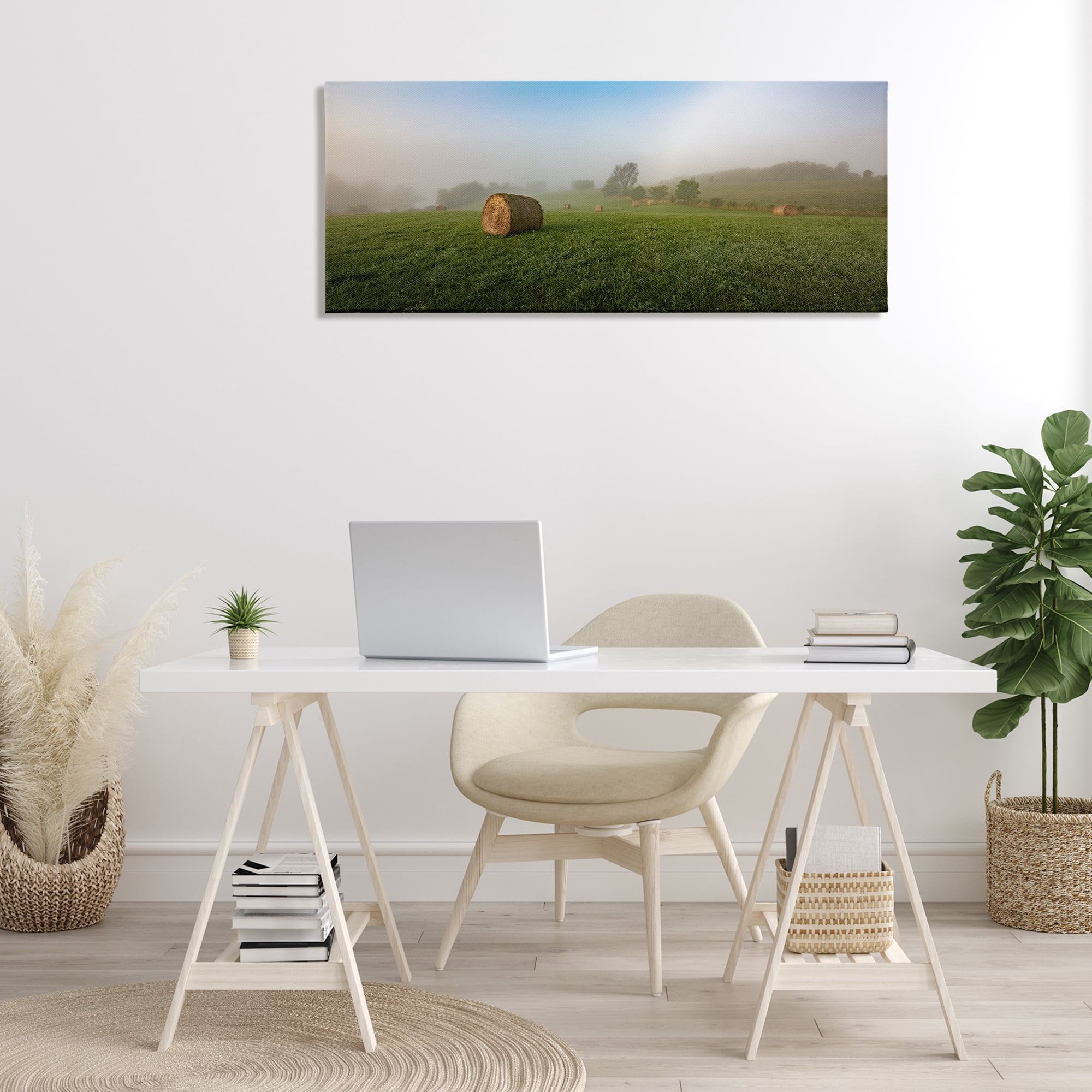Stupell Industries Hay Bales Country Horizon Landscape & Nature Photography Wrapped Canvas Art Print Wall Art, 48 x 20
