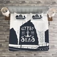 thumbnail image 4 of Ambesonne Vintage Boat Quilted Bedspread Set 3 Pcs, Gypsy of the Sea, King Size, Dark Blue Grey White, 4 of 4