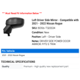 thumbnail image 2 of Left Driver Side Mirror - Compatible with 2021 - 2022 Nissan Rogue, 2 of 2