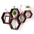 thumbnail image 1 of Estantes flotantes WonFulity con acabado hexagonal de madera flotante, 1 of 6