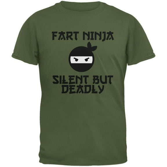 Fart Ninja Military Green Adult T-Shirt - 2X-Large