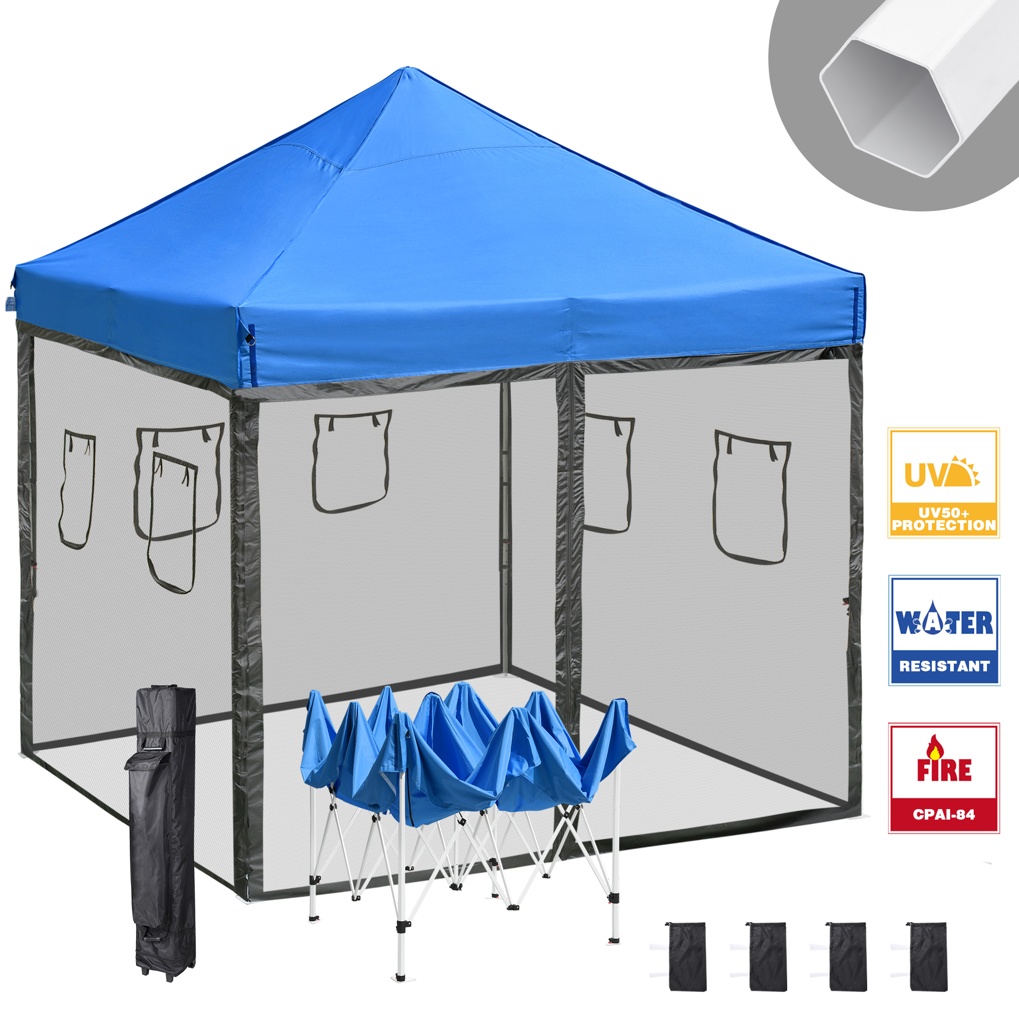 Instahibit 10x10 ft Pop Up Canopy Tent & 4 Mesh Sidewall Instant Shelter Market - image 2 of 11
