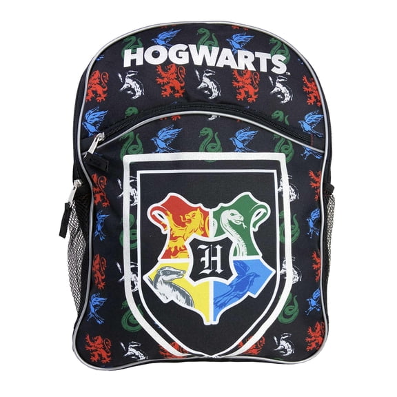 Harry Potter Backpack 16 Hogwarts Crest Black with Front Pocket