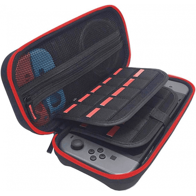 Estuche para juegos Nintendo Switch (cremallera roja), estuche OLED para Nintendo Switch con 20 ranuras para tarjetas, accesorios para Switch