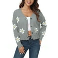 thumbnail image 2 of nine bull Cardigan Sweaters for Women Long Sleeve Floral Open Front Sweater V Neck Outwear Cardigan Knit Cable Outwear Coat, 2 of 9