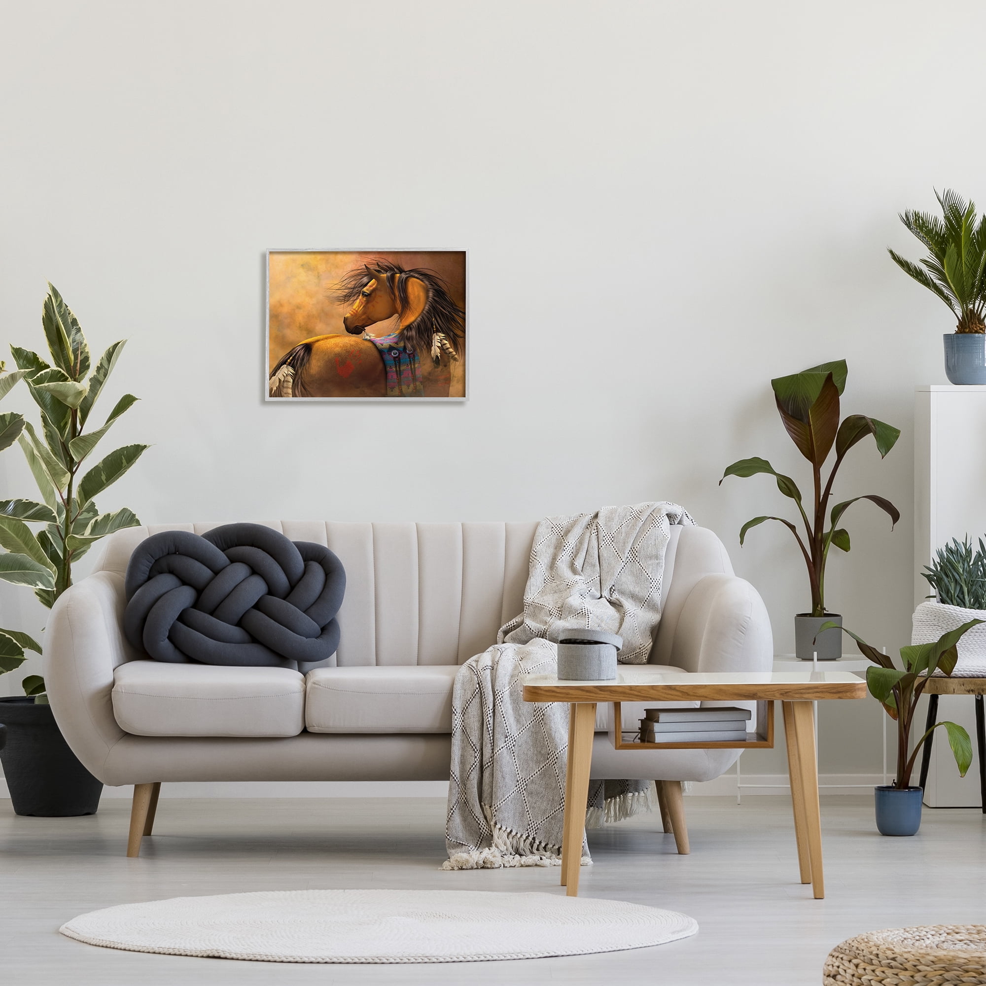 Stupell Industries Kiowa Gold Horse Animals & Insects Painting Gray Framed Art Print Wall Art, 20 x 16