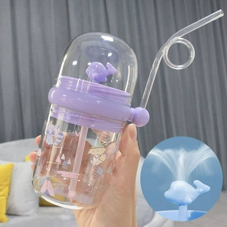

250ml Kids Cartoon Straw Water Cup with Cover and Scale Water Spray Summer Drink Box Portable Leakproof Water Bottle