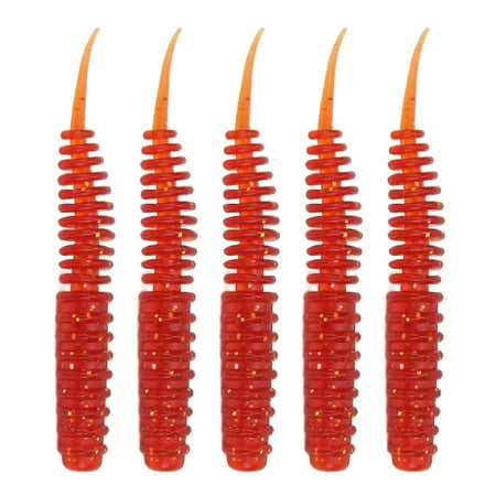 5pcs Threaded Maggot Artificial Bait Tear Resistance Portable Needle Tail Grub Fishing LureFlashing Red
