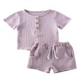thumbnail image 1 of Unisex Baby Solid Color  Neck Short Sleeve Tee Shorts Set, 1 of 6
