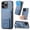 Blue, variant on Allytechgroup Wallet Case for Apple iPhone 16, Cards Holder Kickstand Shockproof Bumper Anti-Scratch Slim Fit Carbon Fiber Texture Phone Case for iPhone 16, Blue