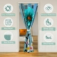 thumbnail image 2 of Daisy 59"W X 80"L Door Curtain For Doorway Privacy,Teal Blue Floral Butterfly Door Drape,Vintage Wooden Blackout Curtain For Adult Teens ,Rustic Garden Blossom Botanical Room Divider Curtain, 2 of 4