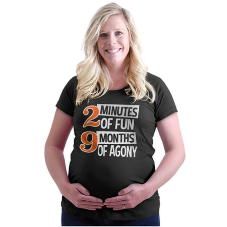 

2 Minutes Ironic Expecting Moms Humor Women s Maternity T Shirt Tee Brisco Brands 3X