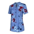 thumbnail image 4 of Askfv Plus Size Top for Women Short Sleeve Casual Henley Shirt Button Down Floral Print Blouse, 4 of 8