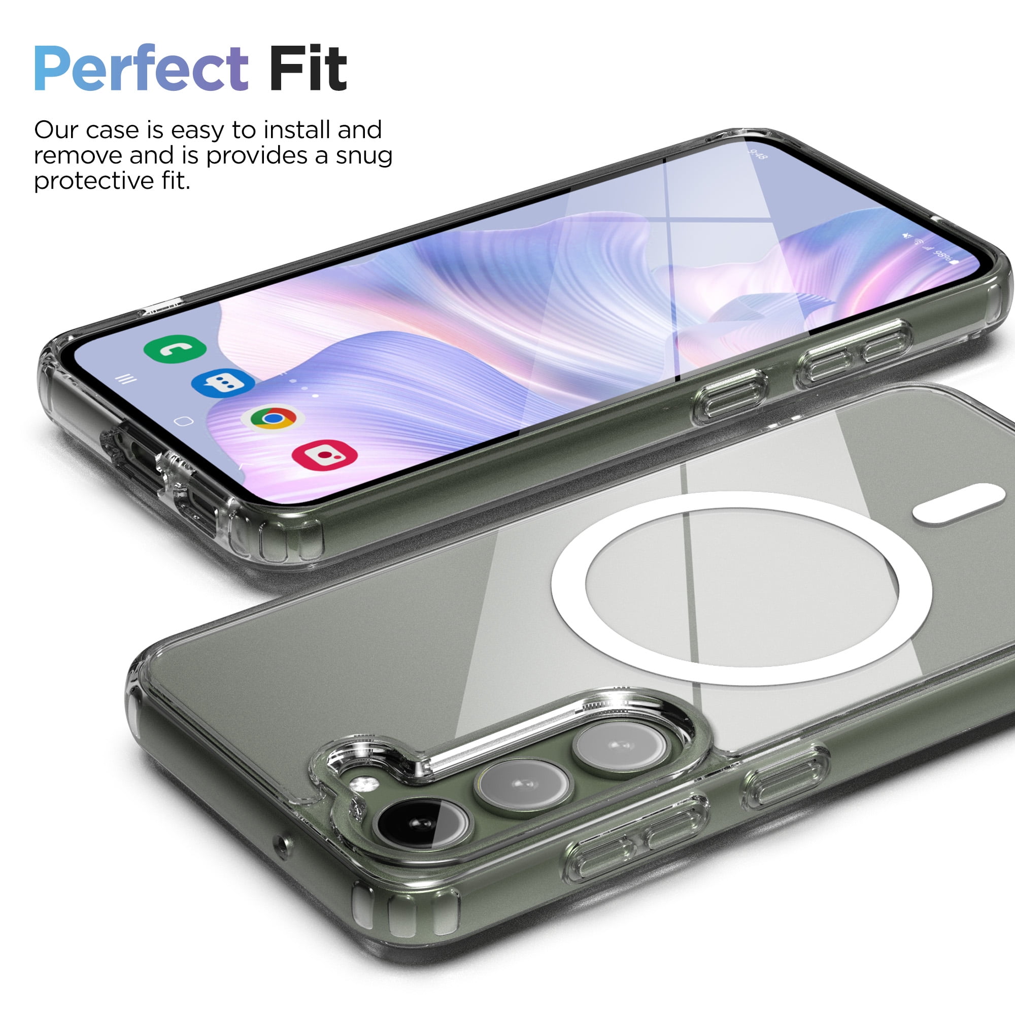 Encased Magnetic Case with Wireless Charger - Designed for Samsung Galaxy S23 Protective Hybrid Case, Compatible with MagSafe - Crystal Clear (S23 6.1-inch 2023)
