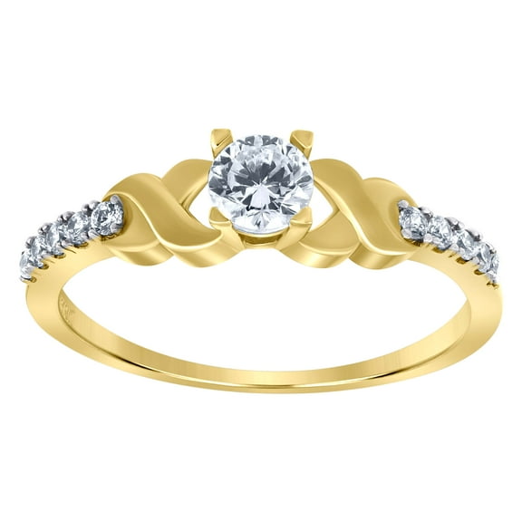 10kt 10k Yellow Gold Womens Round Cubic Zirconia Engagement Ring