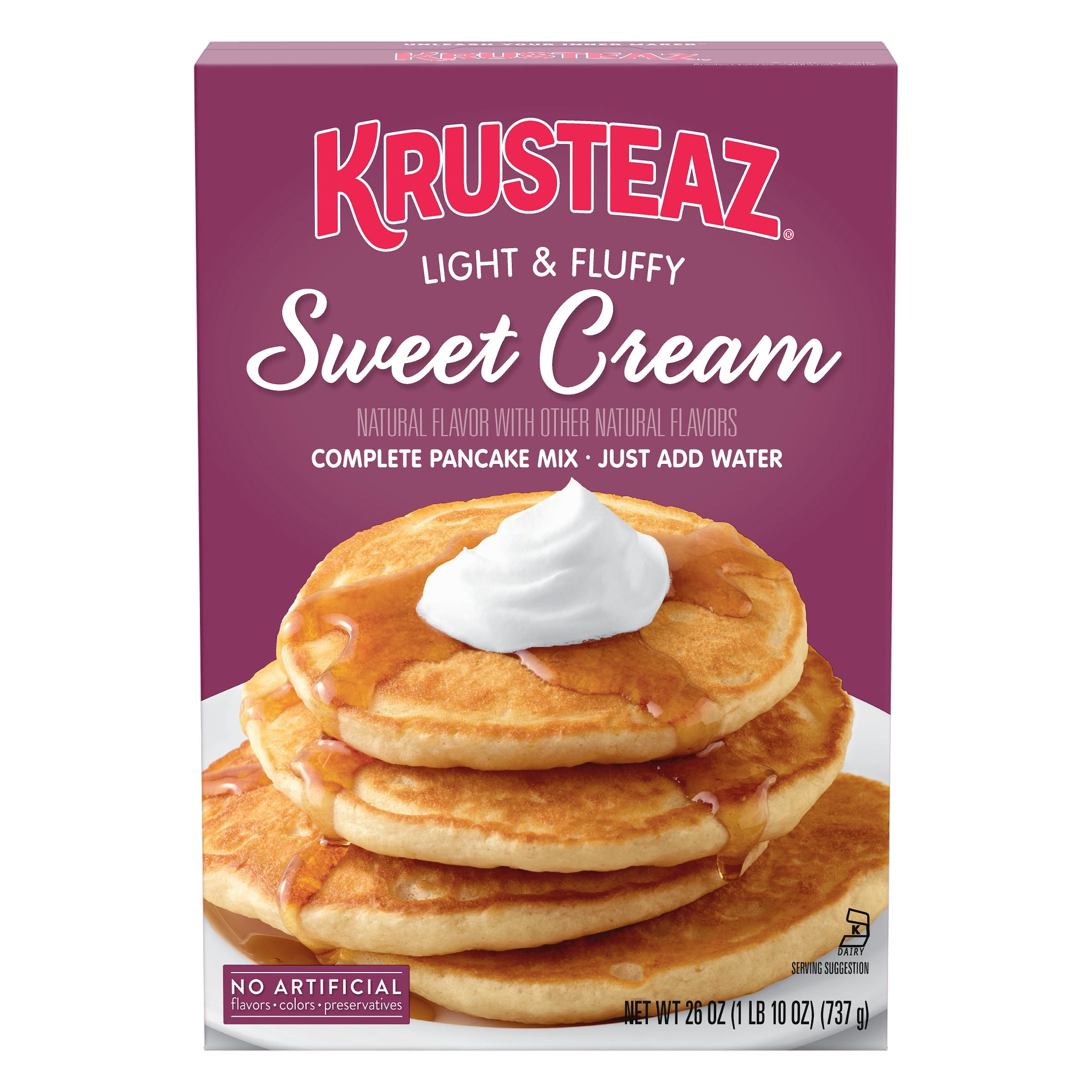 (4 pack) Krusteaz Sweet Cream Pancake and Waffle Mix, Light & Fluffy, 26 oz Box