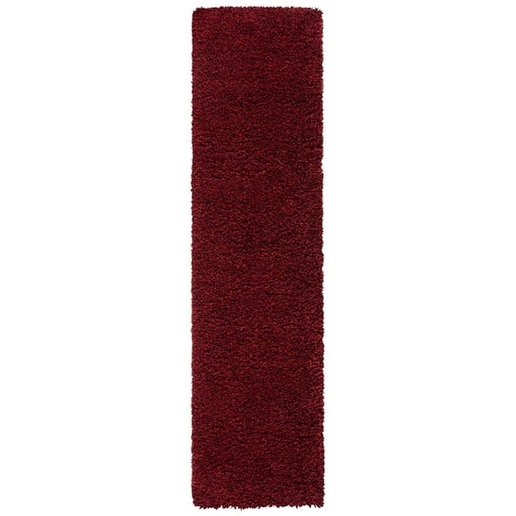 SAFAVIEH California Plush Solid Shag Runner Rug, Maroon, 2'3" x 15'
