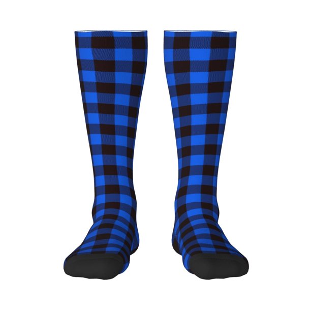 Balery Buffalo Plaid Blue Black Calcetines novedosos Calcetines deportivos Calcetines hasta la rodilla Calcetines de algodón Calcetines originales y geniales