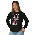 thumbnail image 4 of Life is Worth the Fight Breast Cancer Women Plus Size Long Sleeve Graphic Tee Brisco Brands 2X, 4 of 5
