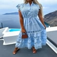 thumbnail image 2 of Elegant Women‘s Long Dress with Fly Sleeves and Button-down Design, 2 of 5