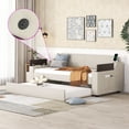 thumbnail image 4 of Twin Size Upholstery Daybed with Storage Arms & USB Charging, Trundle Bed & Adjustable Support Slats for Bedroom, Living Room, Guest Space - Beige, 4 of 8