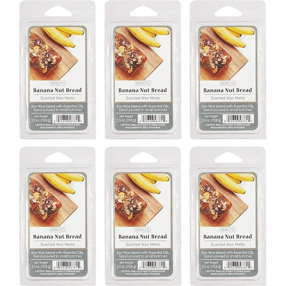 Hosley Set of 6, Banana Nut Bread Scented Wax Cubes/Melts - 2.5 oz Each