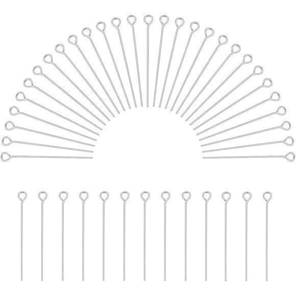 300pcs Stainless Steel Eyepins Ball Head Pins Findings Open Eye Pin Findings Open Eye Pin for Earring Pendant Bracelet Jewelry DIY Craft Making Silver 2mm Hole
