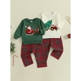 thumbnail image 3 of Miaouyo Toddler Baby Boy Christmas Fall Outfits 6 12 18 24 Months 2T 3T 4T Tree Embroidery Round Neck Pullover + Elastic Waist Plaid Pants Clothing Set, 3 of 9