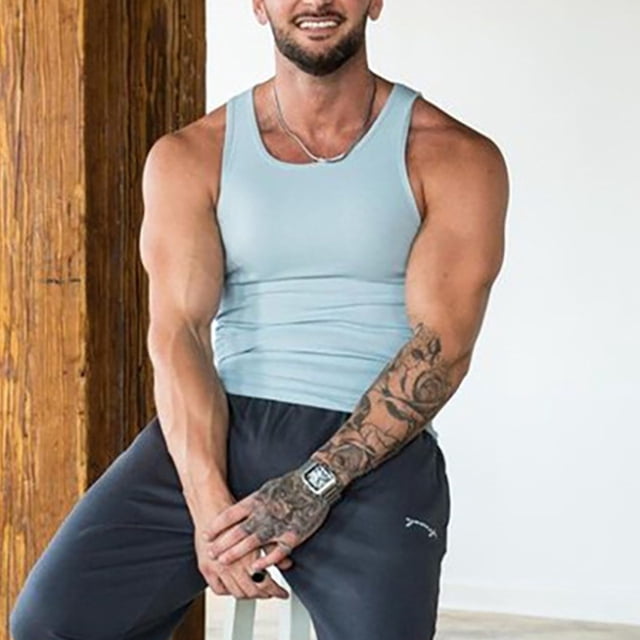 Chaleco de seda de hielo de punto para hombre, ropa deportiva informal, ajustada, musculosa, sin mangas, para verano, 2024