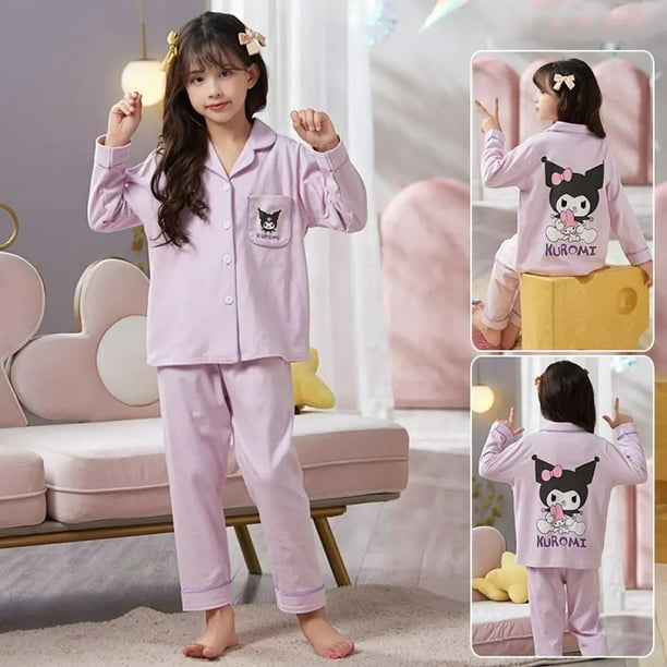 Anime Sanrio Kuromi Girls Pajamas Cinnamoroll Hello Kitty Nightwear Sleepwear Long Sleeve Spring Autumn Children s Home Clothes