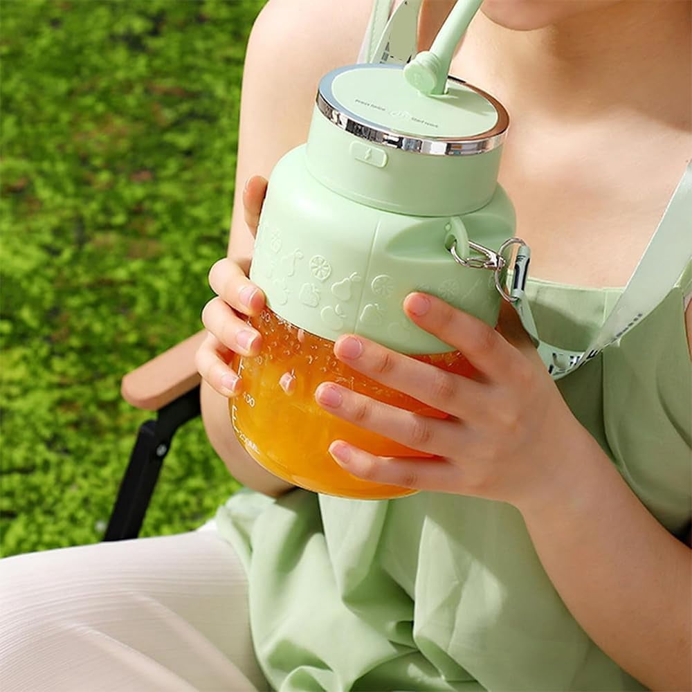 Blendgo 800 Portable Blender (1pc Green) – 28oz Cup with Lid/Straw/Shoulder Strap, Type-C USB Rechargeable BPA-Free for Shakes/Smoothies (Gym/Travel/Kitchen)​