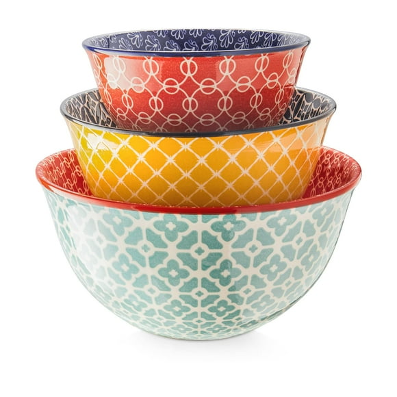 DOWAN Bols à Mélanger, Bols à Mélanger en Céramique pour la Cuisine, Bols Emboîtables Colorés et Vibrants pour Cuisiner, Pâtisser, Préparer, Servir, Salade, Cadeau de Pendaison de Crémaillère, Micro