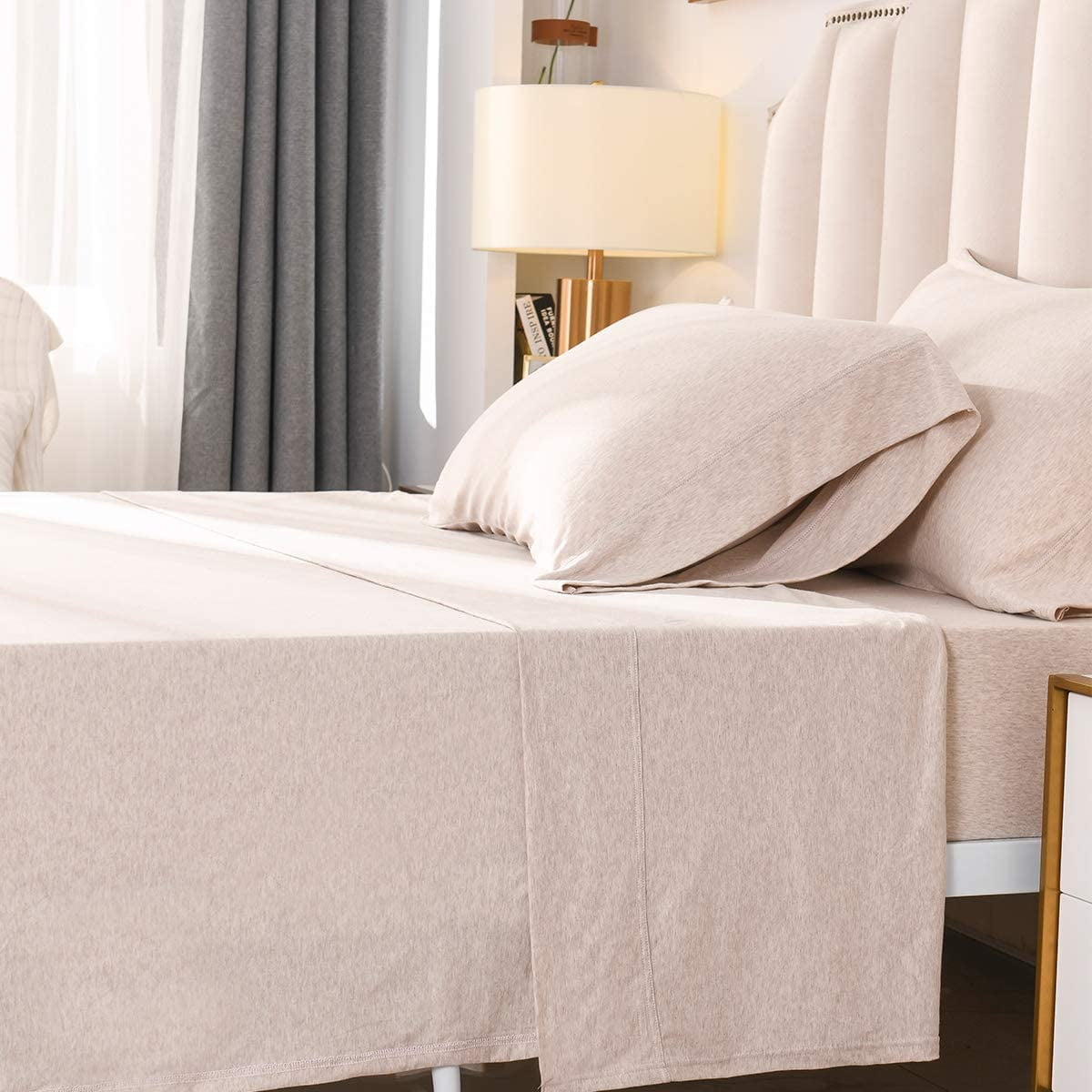 PURE ERA Jersey Knit 4pc Bed Sheet Set 100 TShirt Heather Cotton