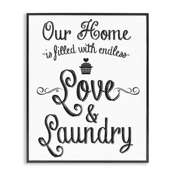 Stupell Industries Shabby Chic Endless Love & Laundry Black Framed Giclee Art, 11 x 14, by Lettered and Lined
