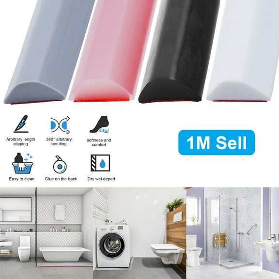 Collapsible Shower Threshold Water Dam,Rubber ​Shower ​Door ​Seal,Shower Barrier and Retention System Shower Barrier for Wet and Dry Separation,by