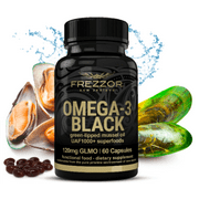 FREZZOR Omega 3 Black Green Lipped Mussel Oil Joint Pain Relief Inflammation Supplement, Heart and Immune Support, 1 Pack, 60 Count