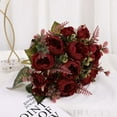 thumbnail image 2 of Nvzi 3 Packs Artificial Penoy Flowers Faux Flowers Silk Hydrangea Bouquet Vintage Wedding (Red), 2 of 5