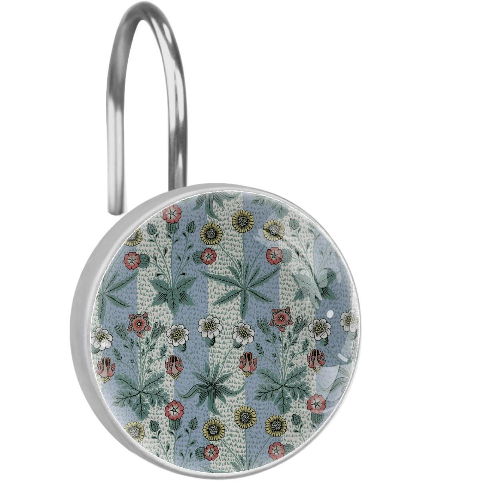 Flower Shower Curtain Hooks（Set of 12）for Home Hotel Shower Rods