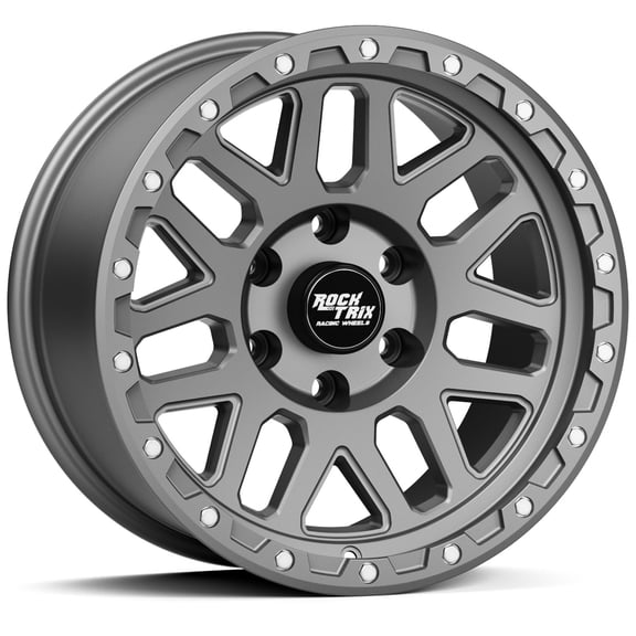 RockTrix RT110 17 inch Wheel Compatible with Chevrolet Colorado Silverado 1500, 6x5.5 Rim 6x139.7 Wheel, 17x9, -12 Offset, 4.5 Backspace, Also Fits GMC Canyon Sierra 1500, Gunmetal