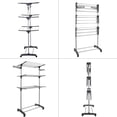 thumbnail image 3 of Tendedero Plegable de 3 Niveles,Tendedero de Ropa Plegable Vertical,Soportes Tendederos, Percha móvil con alas Plegables y Ruedas,Tendedero Retráctil,Portátil. (Gris), 3 of 9