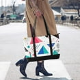 thumbnail image 4 of FORMRS Canvas Laptop Tote Bag for Women with 15.6" Computer Compartments Shoulder Handbag, Green Retro Triangles, 4 of 7