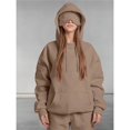 thumbnail image 4 of Women Hoodies with Eye Mask Oversized Long Sleeve Comfy Casual Basic Pullover Sweatshirts Fall Outfits Y2K Clothes Camel Color M, 4 of 8
