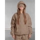 thumbnail image 4 of Sudadera con Capucha para Mujer con Antifaz, de Larga, Holgada y Cómoda, Estilo Informal, para Otoño, Estilo Y2K Color Camello M, 4 of 8