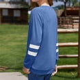 thumbnail image 3 of Dweltoz Girls Long Sleeve Shirts Striped Color Block Crewneck Tees Casual Loose Fit Tunic Tops Soft Pullover Sweatshirts Kids Big Girls Fall Back to School Clothes Size 2-13 Years,Royal Blue, 3 of 6